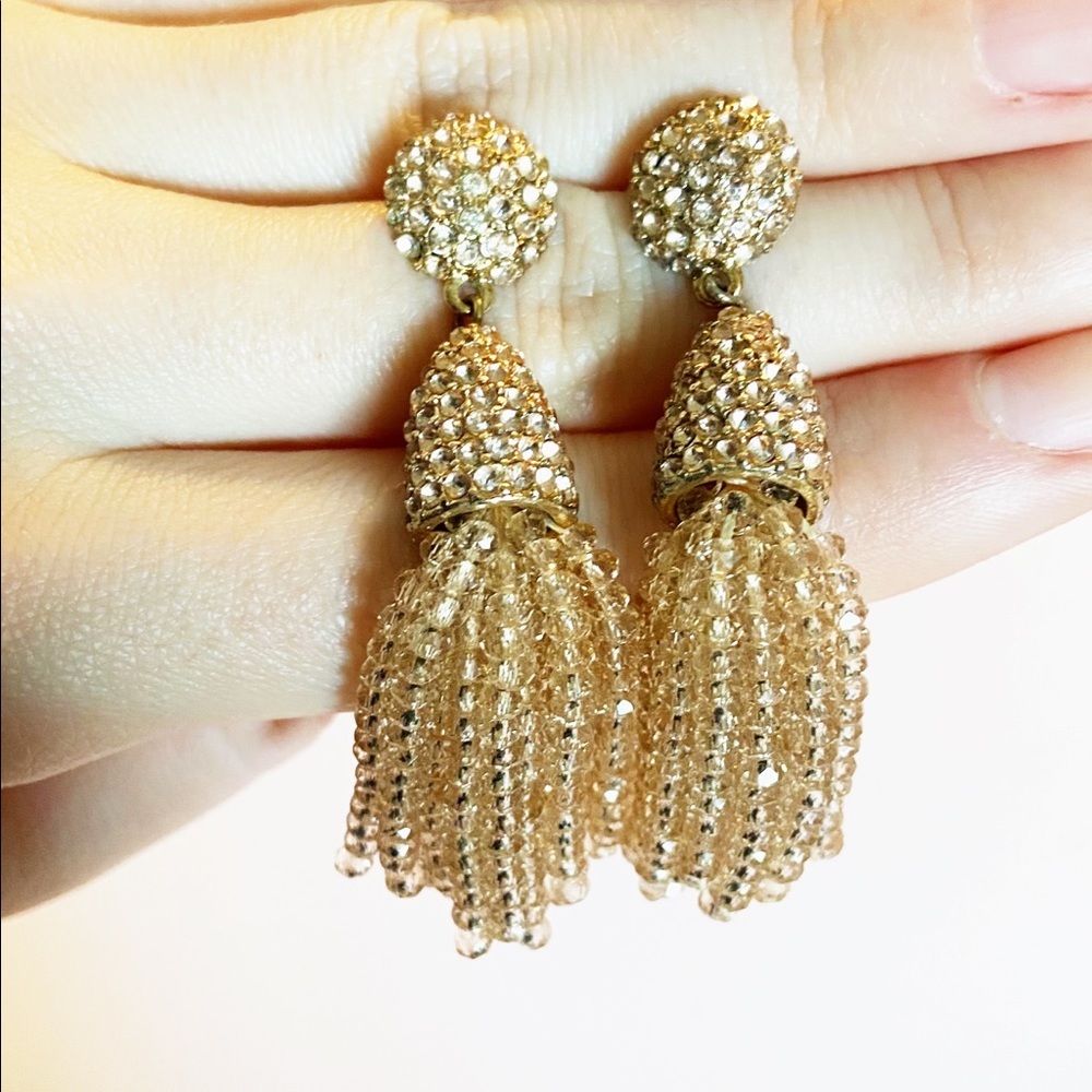 Baublebar pink champagne crystal tassel earrings